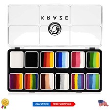 Splash 12-Color Split Cake Face Painting Palette with 2 Brushes - Safe for Se...