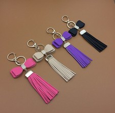 Leather Bowknot Tassel Crystal Pendant Bag Purse Key Chain Key Ring