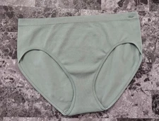 NWOT GAP BODY L GREEN RIBBED STRIPE LOGO HARDWARE STRETCH SEAMLESS BRIEF PANTIES