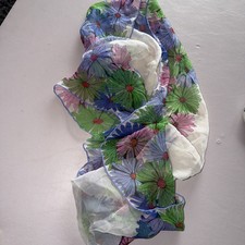 Glentex Japan 100 Silk Hand Rolled Scarf 16  x 42  Pink Blue Green Red White