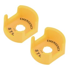 2Pcs 22mm Push Switch Button Protective Cover With Warning Circle Yellow