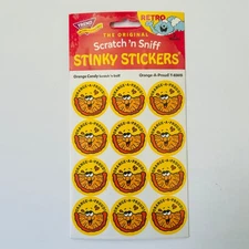 TREND Scratch n Sniff RETRO STINKY STICKERS scented ORANGE CANDY 2 sheets NEW!