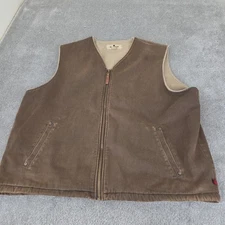 Woolrich 2XL Sherpa Lined Cotton Canvas Zip Up Vest Men's XXL Dark Brown 