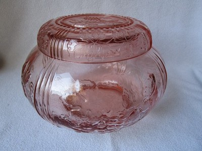 Haribo seltene alte große Bonboniere mit Deckel rosalin Pressglas rund  23x16cm