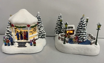 2023 & 2024 Thomas Kinkade Teleflora Christmas Skaters and Carolers Set of 2