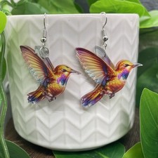 2 Silver-tone Hummingbird Boho Drop Dangle Earring Set New Free Ship B7946