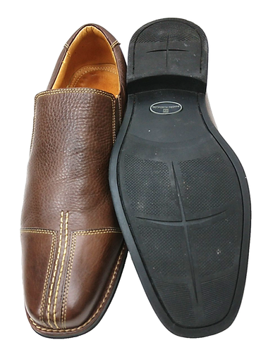 Sandro Moscoloni Leather Slip On Dress Shoe Mens 11.5 D Brown Made In Brazil EUC - Picture 8 of 8