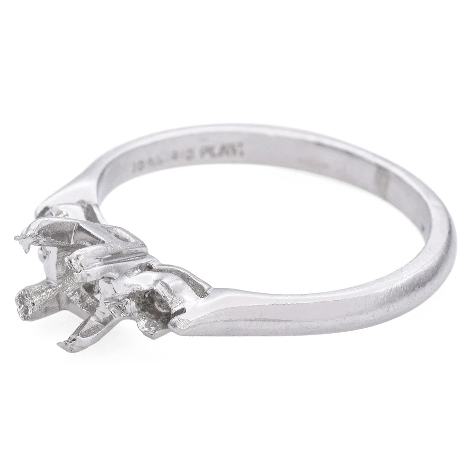 Anillo semi montaje vintage de platino de 3 piedras Foto 4 de 4