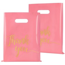 Jutieuo 100 Pack Pink Thank You Shopping Bags for Small Business 9x12