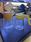Lot Of 2 Vintage Federal Housewares Glass Salt Shaker Syrup Dispenser