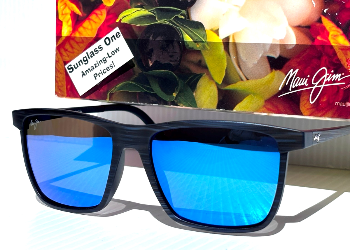 Maui Jim ONE WAY Dark Navy Stripe POLARIZED Hawaii Blue GLASS
