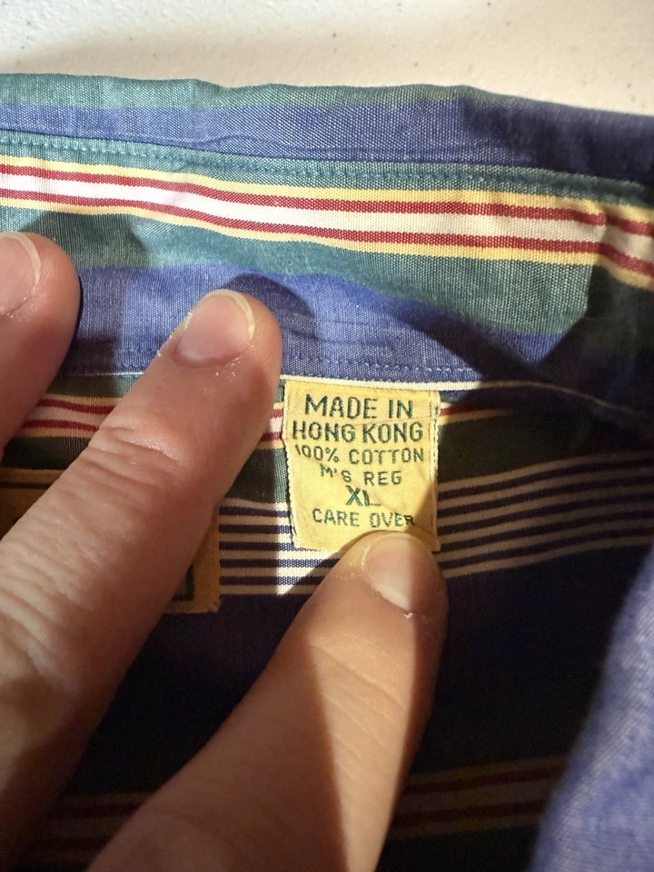 LL Bean Mens Shirt Regular Fit Button Up Short Sleeve Blue Design Size XL - Image 3 of 4