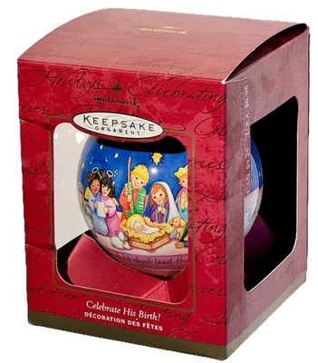 Hallmark Keepsake 2000 Celebrate His Birth Glass Nativity Ornament Vintage NIB