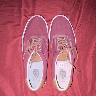 VANS Off The Wall Canvas Sneakers Red Brown Lace Up Comfort Men's US 11
