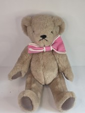 Vermont Teddy Bear Company Fully Jointed Vintage w/ pink bow