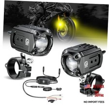 Motorcycle Auxiliary LED Light Kit Driving Spotlights White/Amber Fog Black
