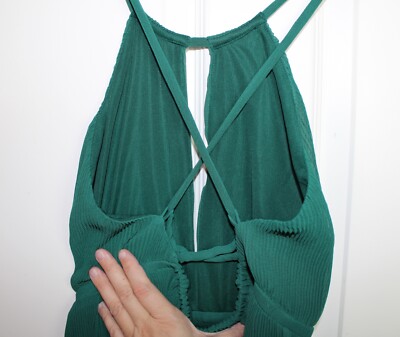 NWOT H&M Emerald Green Chiffon Halter Mini Dress Lined Pleated Skirt/Bodice  Sz 4 | eBay