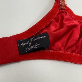 Agent Provocateur Samarra SOIREE Red Gold Viscose Leather Silk Bra 36C New