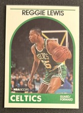 1989-90 NBA Hoops Reggie Lewis Rookie Card (RC) #17 Celtics Guard/Forward EXMT. rookie card picture