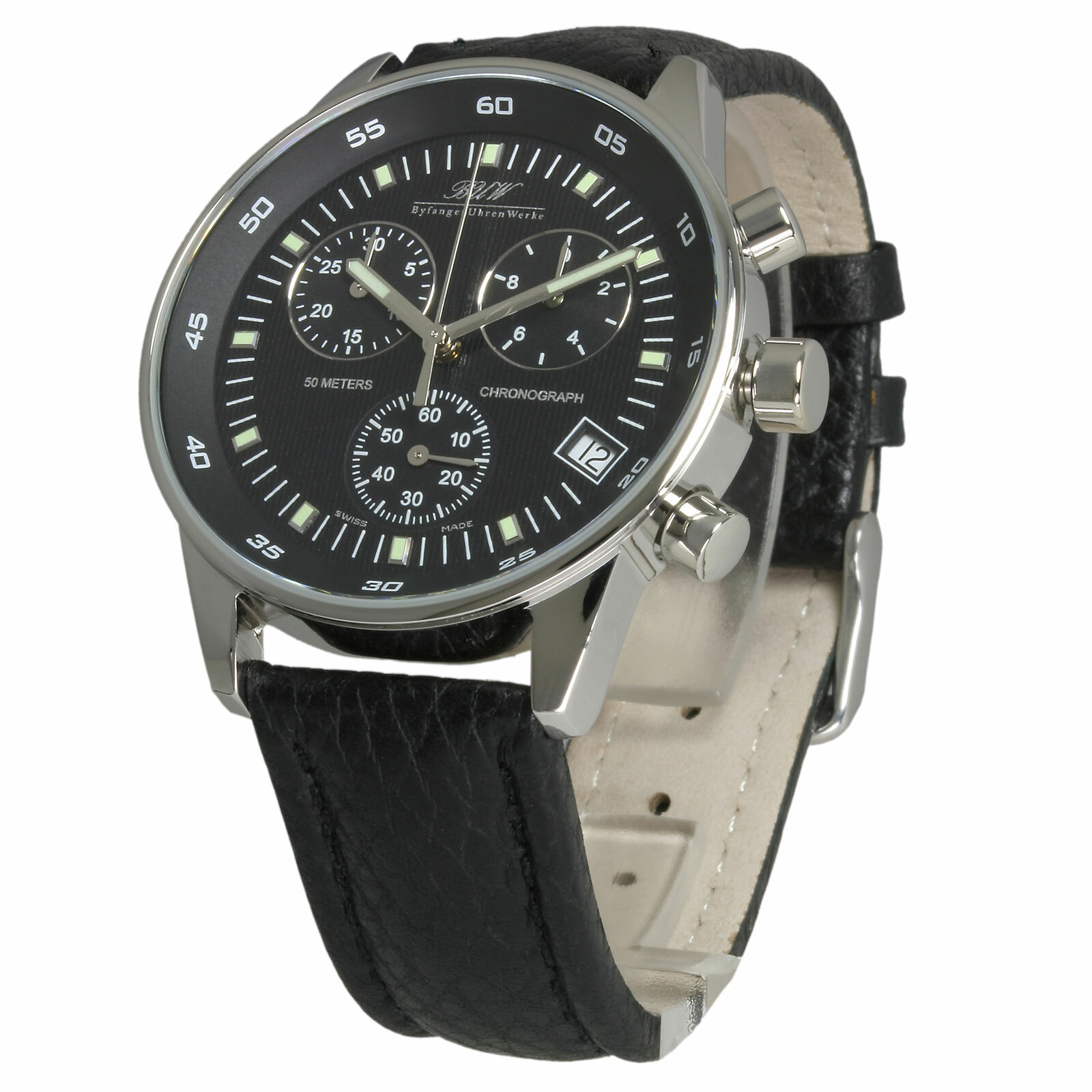 Montre homme BUW Dufour Black en acier noir avec chronographe suisse
