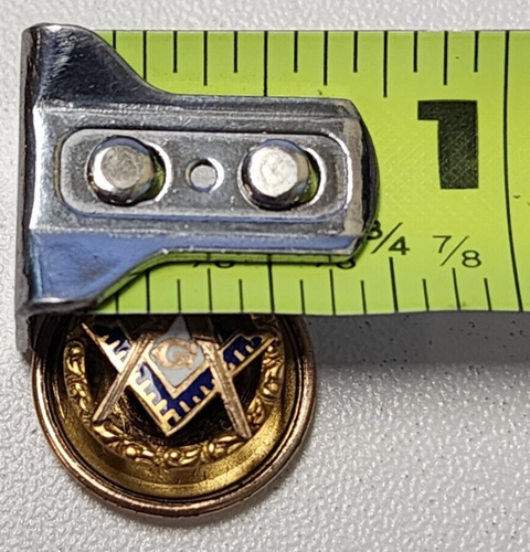 Masonic Screw Back Lapel Pin, Gold w/Blue & White Color Accent, Vintage - Picture 7 of 7