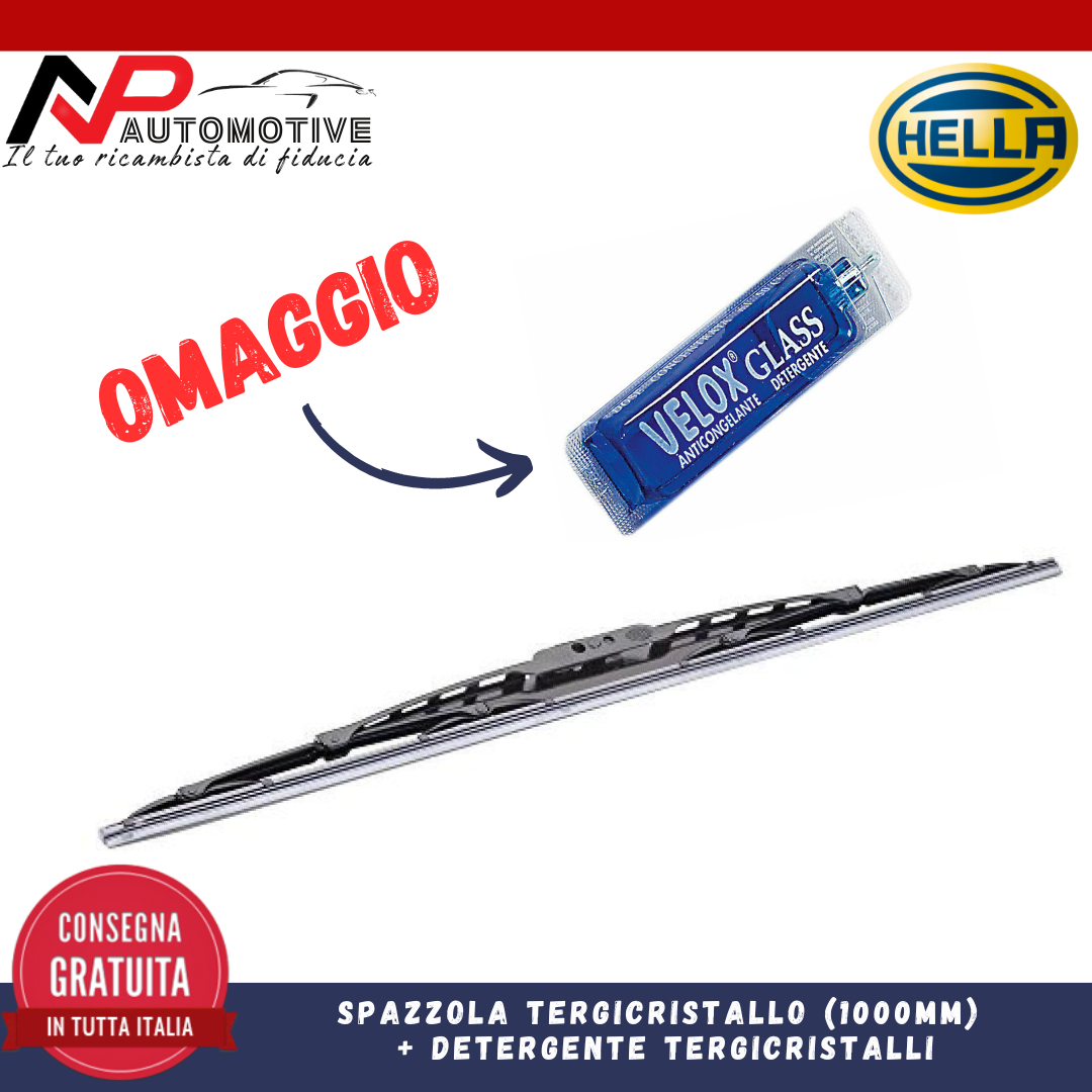 HELLA SPAZZOLA TERGICRISTALLO PER CAMION 1000MM + LIQUIDO LAVA VETRI CONCENTRATO