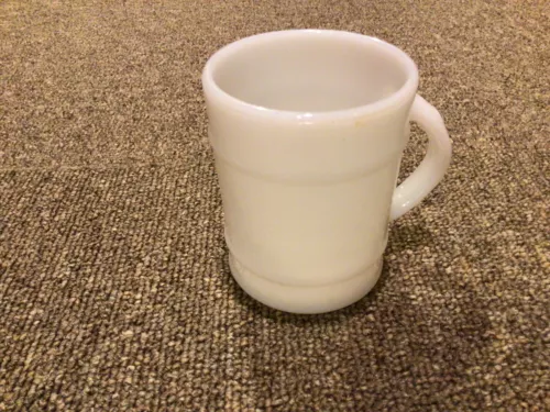 Vintage Fire King White Milk Glass Barrel Mug Anchor Hocking