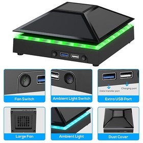 RGB Cooling Fan for Xbox Series X Console Low-Noise Adjustable 3-Speed USB Hub