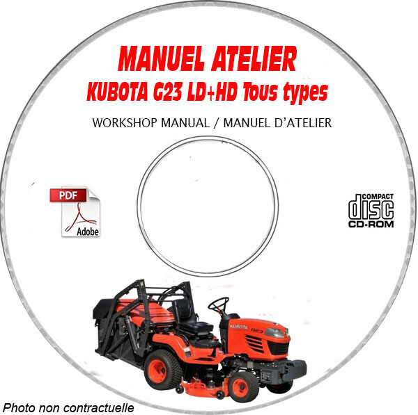 Manuel Kubota G23 atelier CD anglais pour resoudre les pannes mecaniques HD