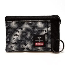 Chums Surfshort Compact Wallet ID Window 2 Zip Pockets Aqua Flauge Sonar Gray 