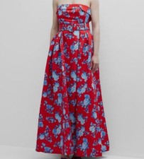 850 Sachin Babi Women's Red Brielle Floral Strapless Dress Size 14