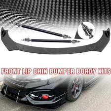 For Honda Civic Sedan Carbon Fiber Front Bumper Lip Splitter Spoiler Strut+Rods