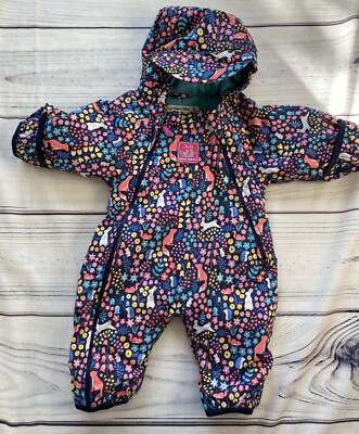 JoJo Maman Bebe Splish Splash Fox 0-3 months Fleece Lined Snowsuit