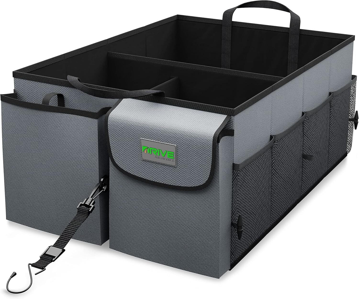 Drive Auto Car Trunk Organizer - Collapsible, Multi-Compartment Automotive Gray