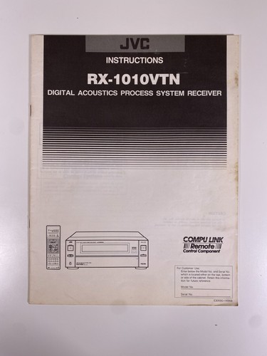 JVC RX-1010VTN Digital Acoustic Process System Receiver Instructions - VGC