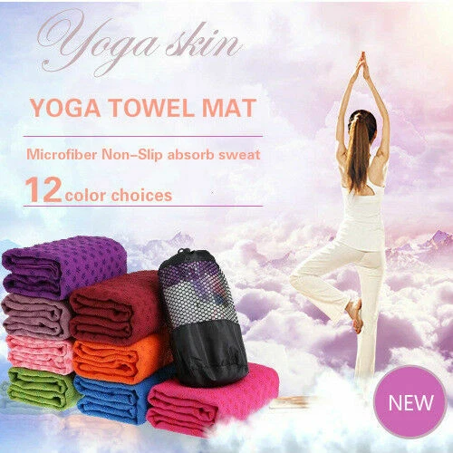 Pilates Yogamatte Handtuch Fitness Sport Workout Rutschfest Absorption Schwitz - Bild 3 von 4