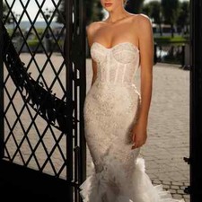 Sexy Sweetheart Mermaid Wedding Dresses Ruffles Ball Gowns Lace Applique