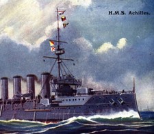 HMS Achilles postcard Royal Navy Warrior class armoured cruiser WW1 antique 