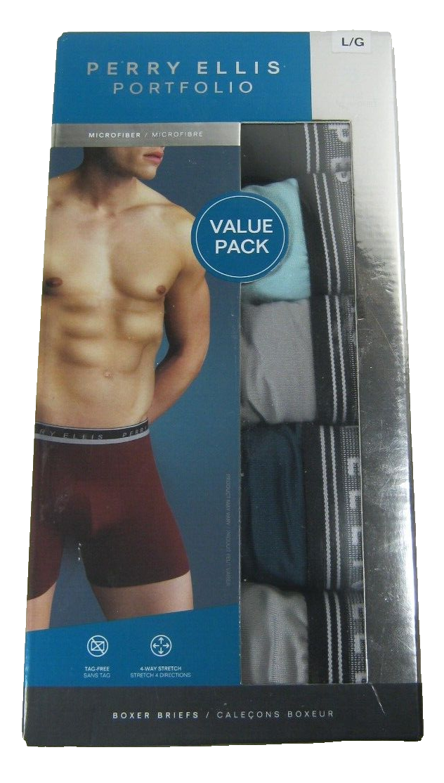 ３４０１１ アメリカ輸入 PERRY ELLIS ペリーエリス 黒　 W３６ Perry Ellis Men's 6 Microfiber Boxer Briefs Large (36-38) | eBay