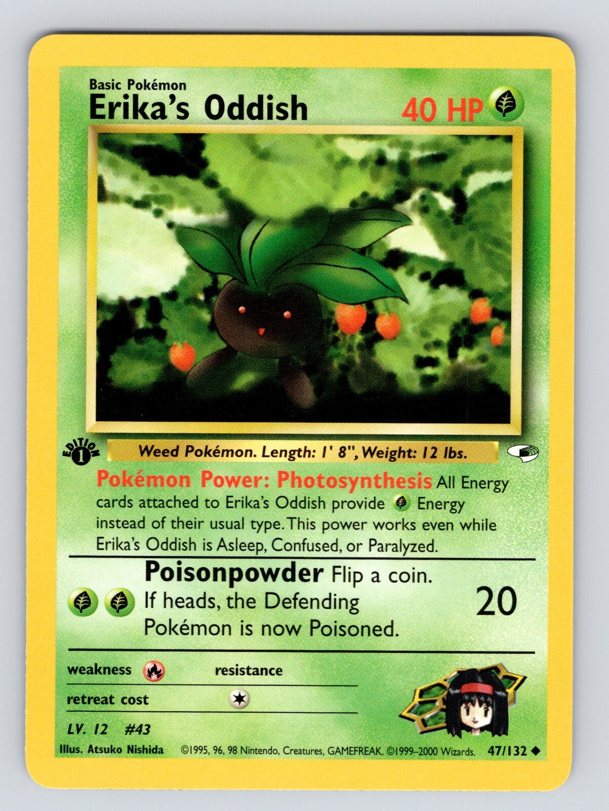 Erika's Oddish 47/132 Uncommon Pokémon 2000 Gym Heroes 1st Edition NM