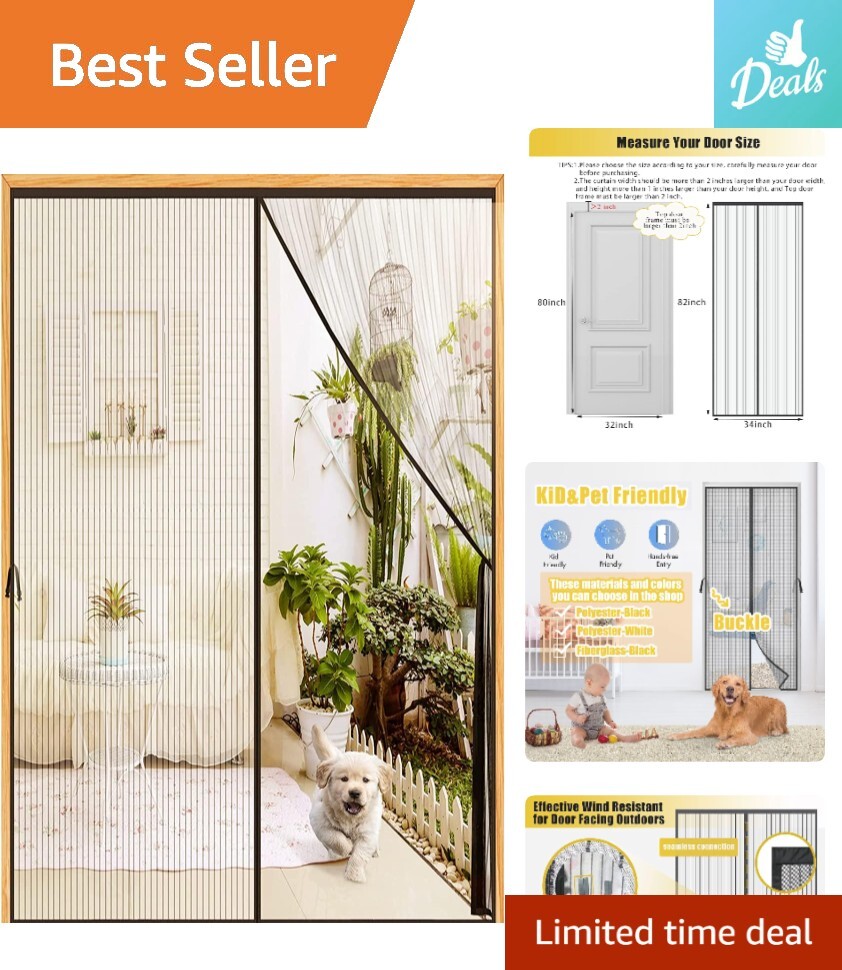 Durable Magnetic Screen Door Fits 32x80inch Door Pet Kids