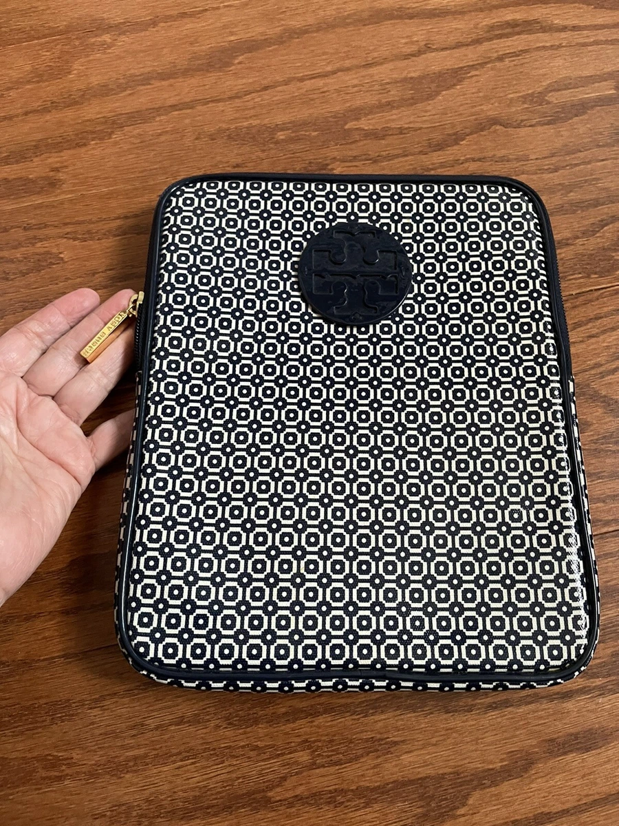 TORY BURCH 10” TABLET CASE iPad Case Vinyl Navy/ Cream Geometric Design