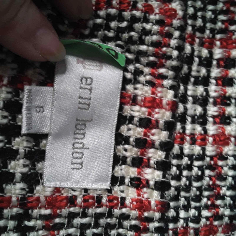 Erin London Blazer , Ladies Small - Red & Black Tweed. Short Waist, 3/4 Bell Slv - Image 3 of 4