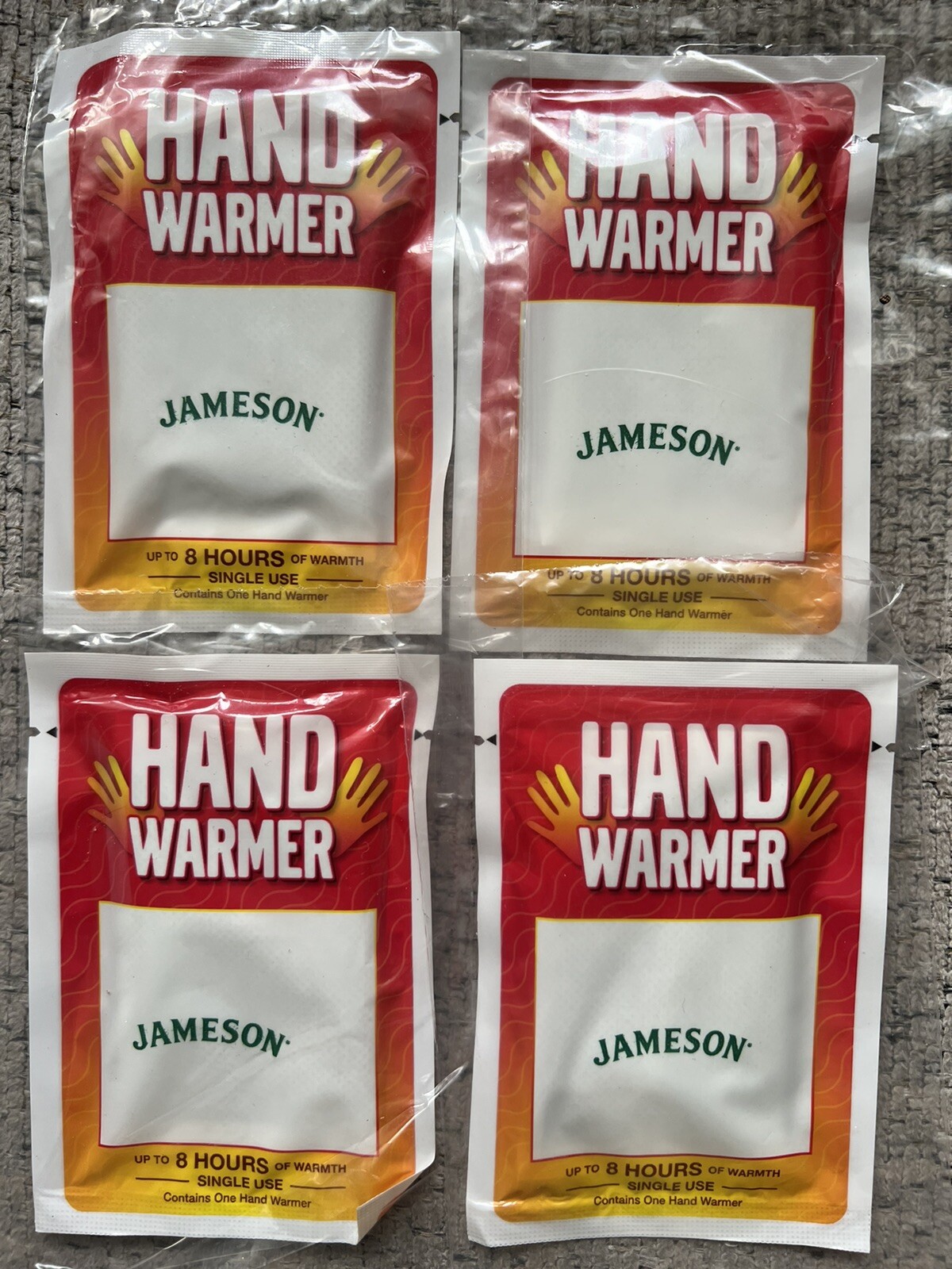 Jameson whiskey Hand warmers Packs  set of 4 Free Shipping USA