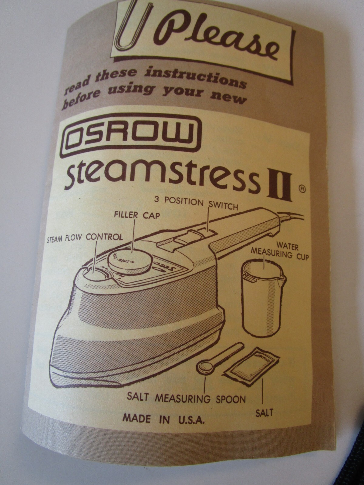 Osrow Steamstress II Vintage Steam Iron Original Box Harvest Gold Color Works