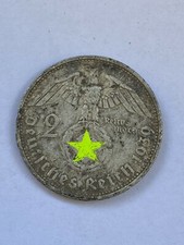 GERMAN EMPIRE , 2 REICHMARK 1939 UNC MILITARY COLLECTION PATINA TOP RRR SALE