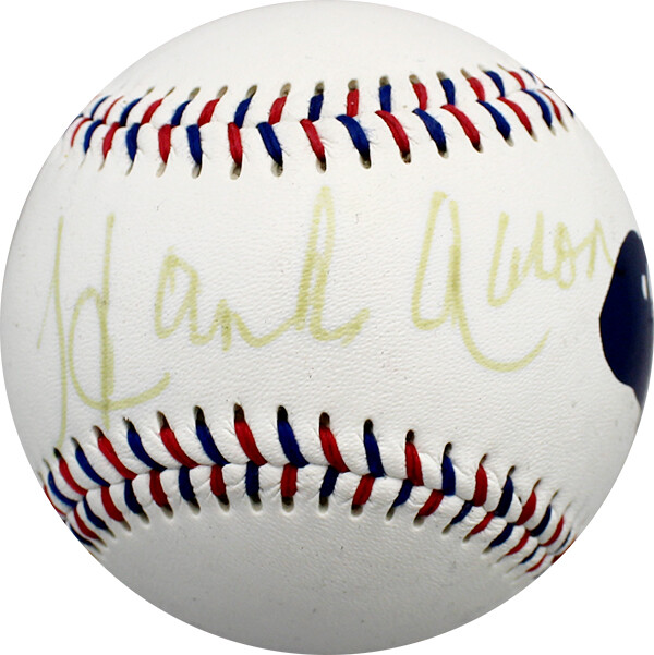 Hank Aaron Autographed Signed Chasing the Dream Exhibit Commemorative HOF Baseball PSA 