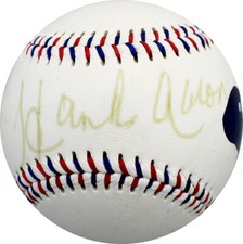 Hank Aaron Autographed Chasing the Dream Exhibit Commemorative HOF Baseball PSA