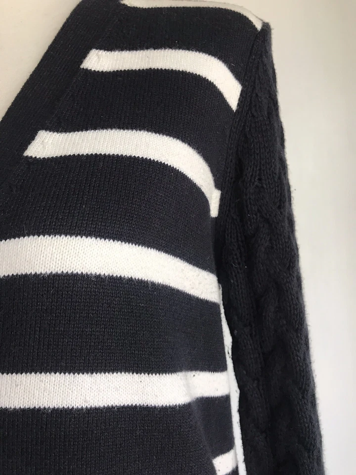 MICHAEL Michael Kors темно-синий в полоску кардиган с кабель трикотажа рукава маленький - Изображение 3 из 4