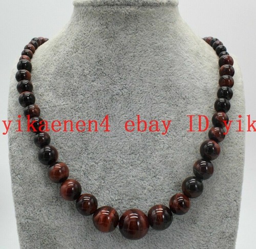 New 6-14mm Red Tiger's Eye Gemstone Round Beads Necklace 18'' AAA - Picture 10 of 12